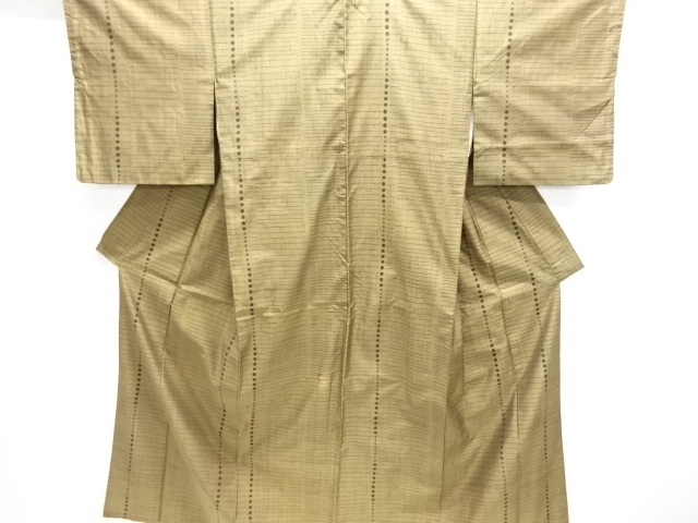 JAPANESE KIMONO / ANTIQUE KIMONO / SILK / FUSHI TSUMUGI / WOVEN ABSTRACT PATTERN